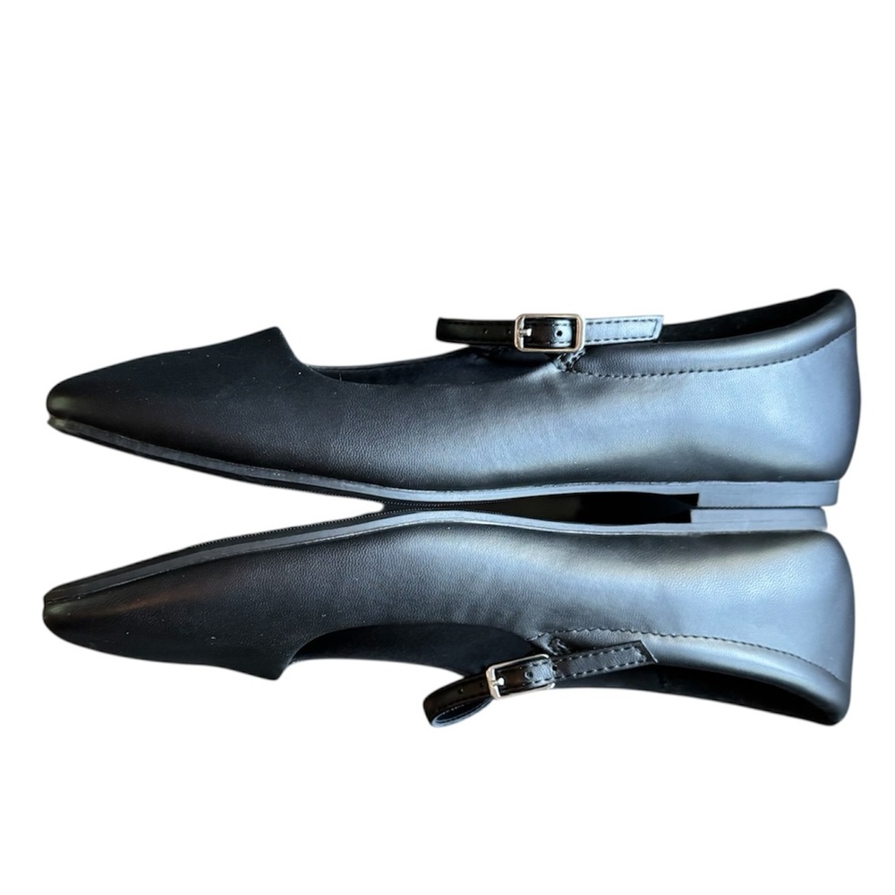 Black MaryJane Square Toe Flats, Sz 9